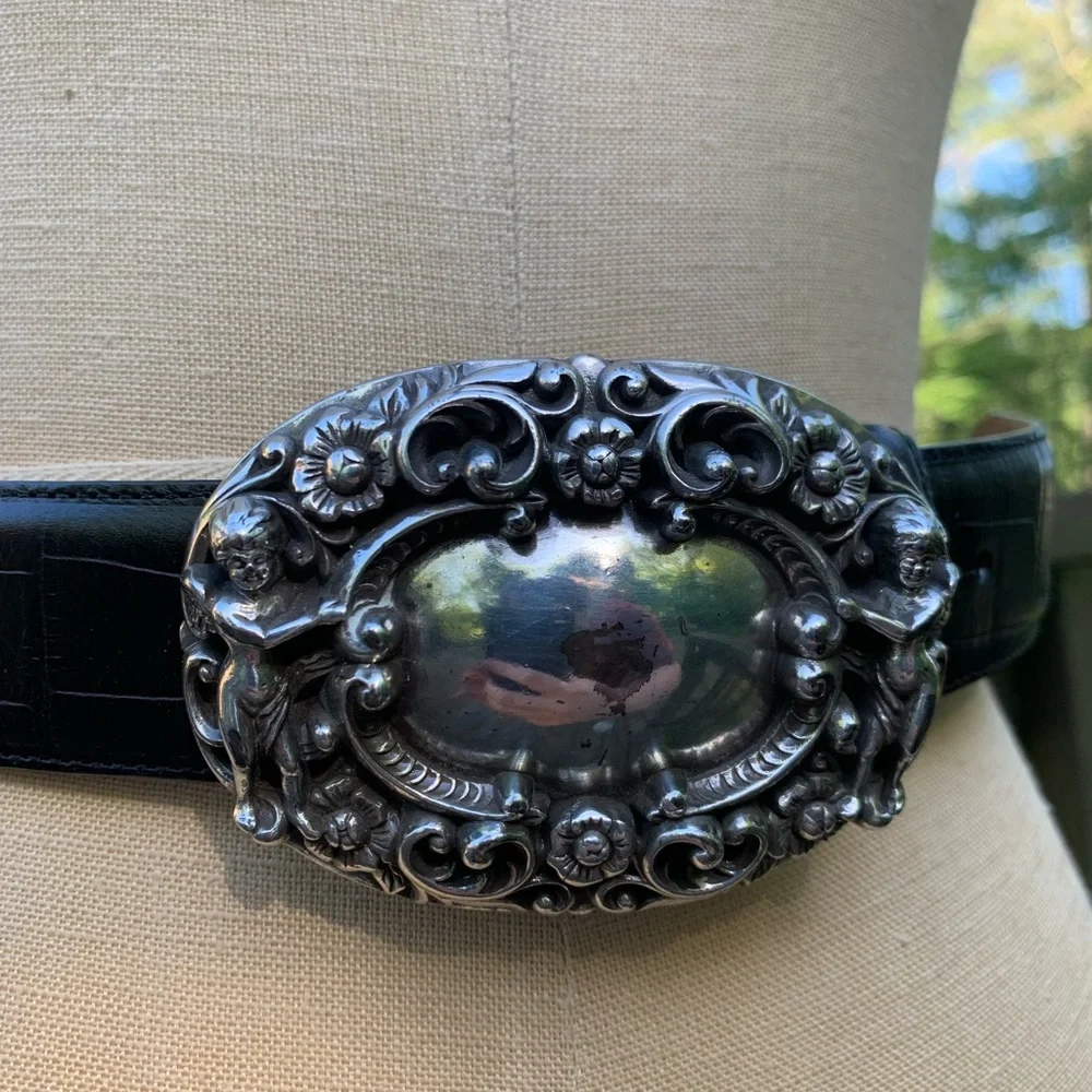 Vintage BrightonLeather Belt & Cherub Buckle